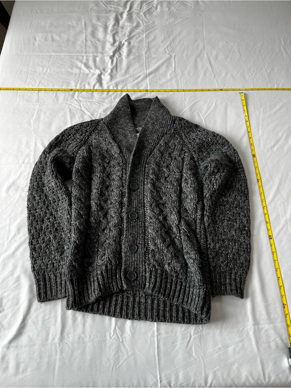 Weatherproof Men's Charcoal Cable-Knit Shawl Collar Cardigan